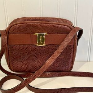 Ferragamo Brown Crossbody Bag with Gold Accent